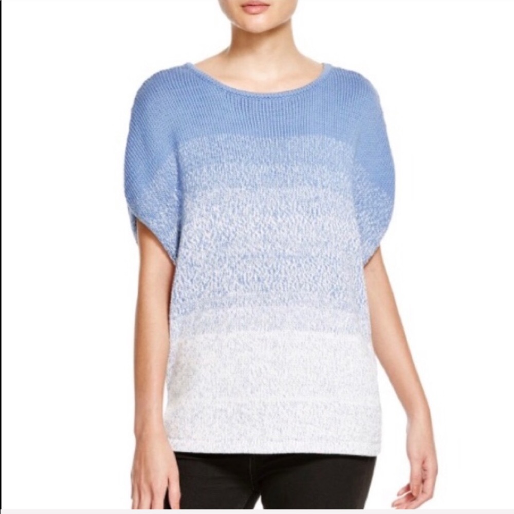 Vince Batwing Sleeve Blue and White Ombré Sweater
